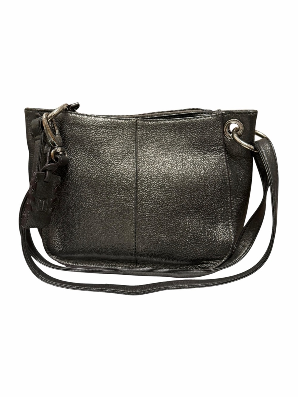 Tignanello Pebbled Pewter Leather Crossbody